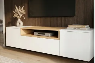 Meuble TV suspendu LOFT 160 cm chêne naturel blanc | Adeniahome