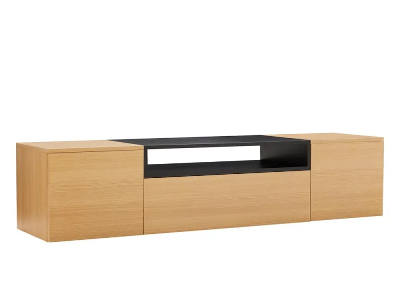 Meuble TV suspendu LOFT 160 cm chêne naturel noir | Adeniahome