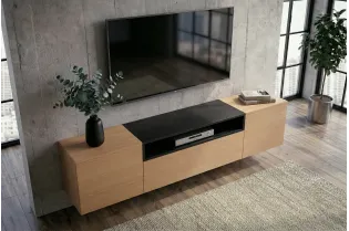 Meuble TV suspendu LOFT 160 cm chêne naturel noir | Adeniahome