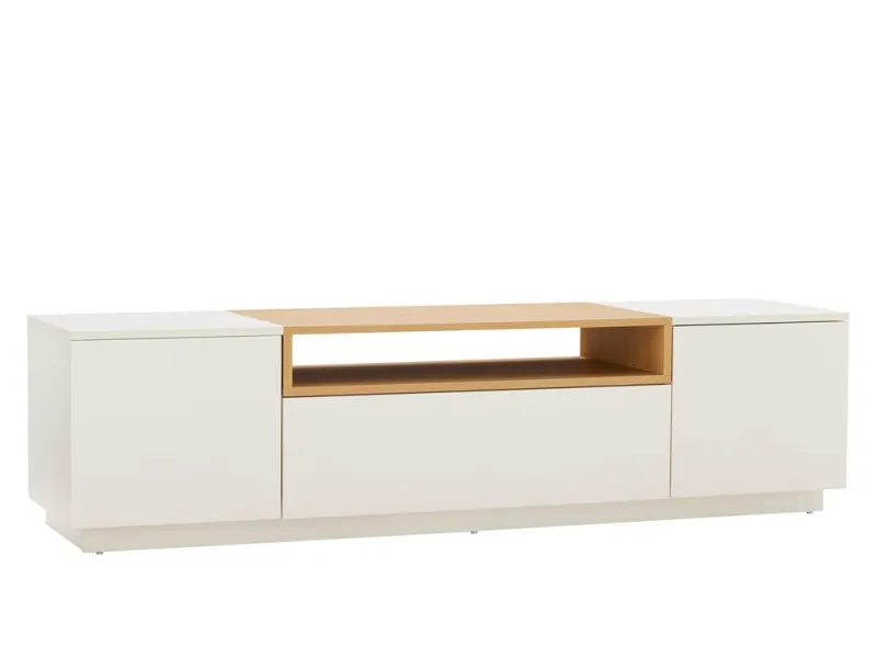 Meuble TV LOFT 160 cm sur piètement blanc chêne | Adeniahome