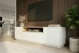 Meuble TV LOFT 160 cm sur piètement blanc chêne | Adeniahome