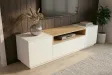Meuble TV LOFT 160 cm sur piètement blanc chêne | Adeniahome