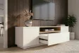 Meuble TV LOFT 160 cm sur piètement blanc chêne | Adeniahome