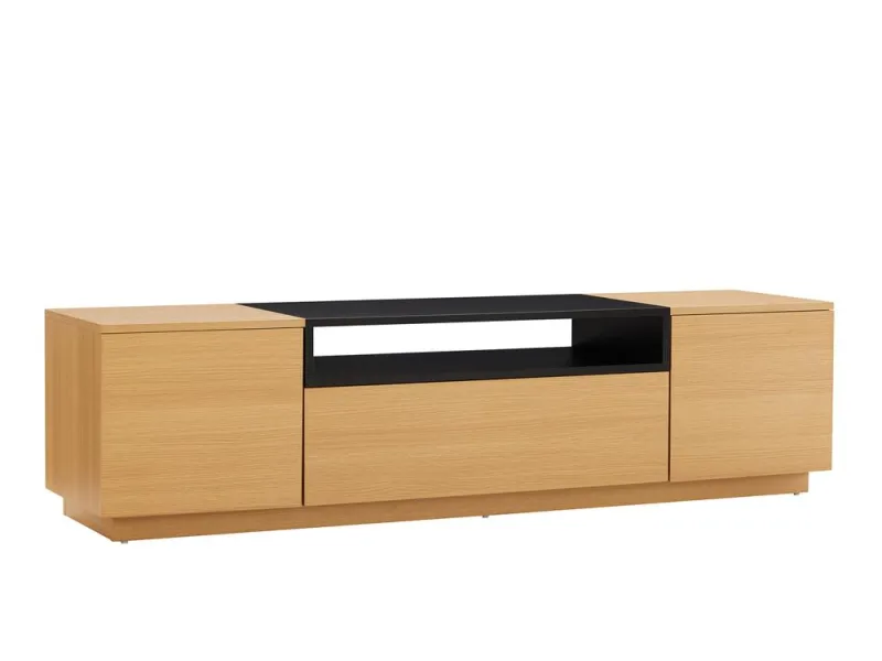 Meuble TV LOFT 160 cm chêne plaqué naturel noir — Adeniahome