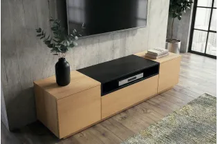Meuble TV LOFT 160 cm chêne plaqué naturel noir — Adeniahome 2