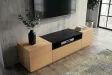 Meuble TV LOFT 160 cm chêne plaqué naturel noir — Adeniahome