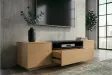 Meuble TV LOFT 160 cm chêne plaqué naturel noir — Adeniahome
