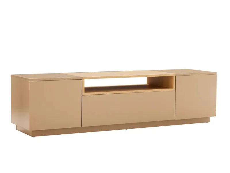 Meuble TV LOFT 160 cm chêne plaqué naturel greige — Adeniahome
