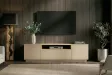Meuble TV LOFT 160 cm chêne plaqué naturel greige — Adeniahome