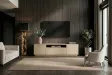 Meuble TV LOFT 160 cm chêne plaqué naturel greige — Adeniahome
