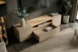 Meuble TV LOFT 160 cm chêne plaqué naturel greige — Adeniahome
