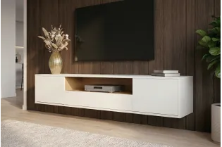 Meuble TV suspendu LOFT 150 cm chêne blanc naturel — Adeniahome