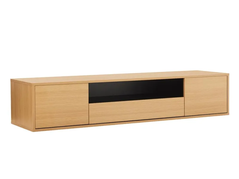 Meuble TV suspendu LOFT 150 cm chêne naturel noir — Adeniahome