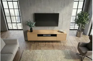 Meuble TV suspendu LOFT 150 cm chêne naturel noir — Adeniahome 2