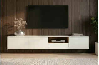 Meuble TV suspendu LOFT 200 cm chêne blanc naturel — Adeniahome