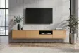 Meuble TV suspendu chêne naturel et noir 200 cm — Série Loft
