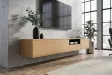 Meuble TV suspendu chêne naturel et noir 200 cm — Série Loft