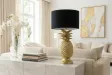 Lampe à poser Ananas dorée abat-jour noir 47 cm — Artisanale