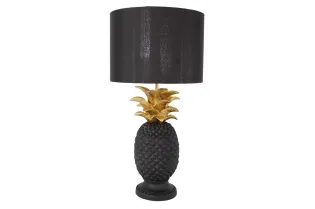 Lampe à poser Ananas noire et dorée 47 cm — Artisanale 2