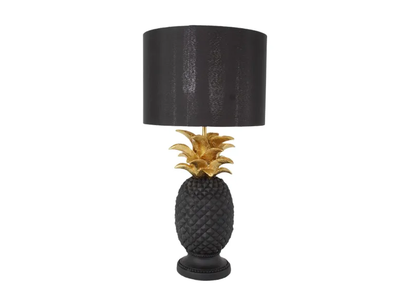 Lampe à poser Ananas noire et dorée 47 cm — Artisanale