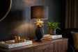 Lampe à poser Ananas noire et dorée 47 cm — Artisanale