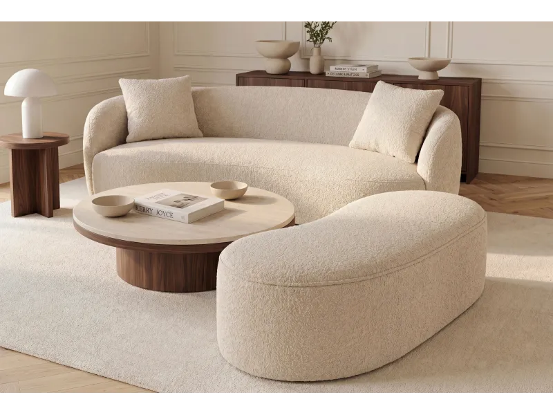 Banc coffre bouclé champagne 120 cm capitonné — Série Elemental