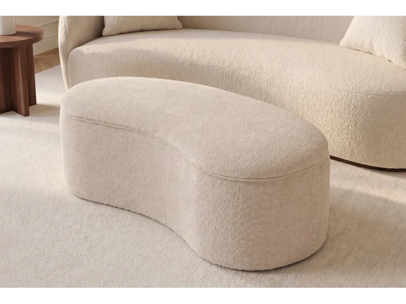 Banc coffre bouclé champagne 120 cm capitonné — Série Elemental