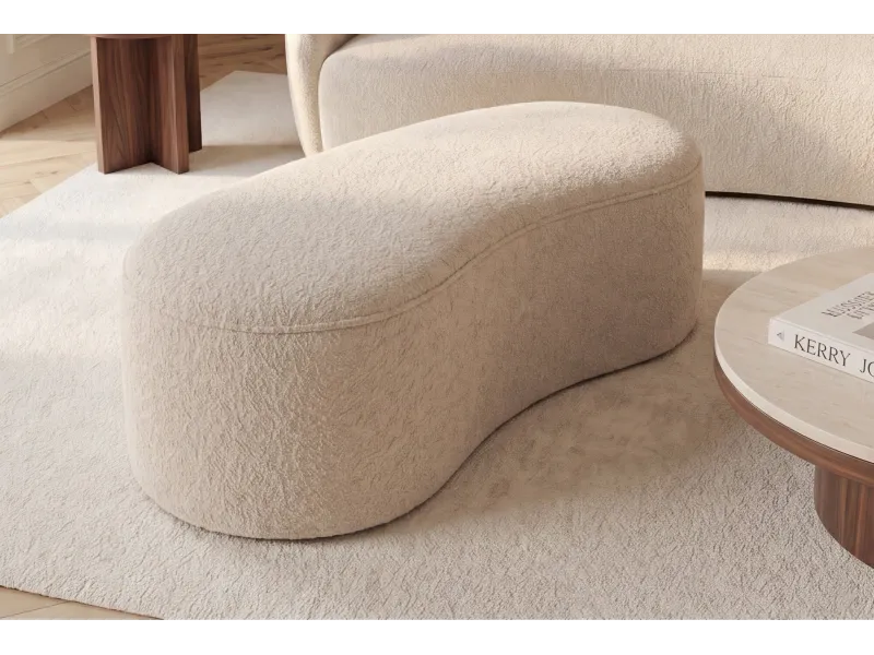 Banc coffre bouclé champagne 120 cm capitonné — Série Elemental