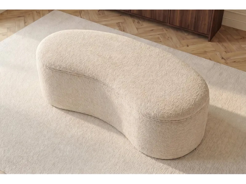 Banc coffre bouclé champagne 120 cm capitonné — Série Elemental