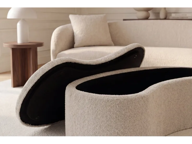 Banc coffre bouclé champagne 120 cm capitonné — Série Elemental