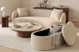 Banc coffre bouclé champagne 120 cm capitonné — Série Elemental