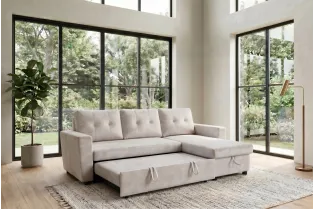 Canapé d'angle convertible APARTMENT 205 cm velours champagne 2