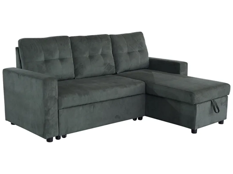Canapé d'angle convertible APARTMENT 205 cm velours côtelé vert
