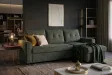 Canapé d'angle convertible APARTMENT 205 cm velours côtelé vert