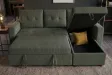 Canapé d'angle convertible APARTMENT 205 cm velours côtelé vert