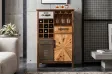 Meuble bar ATELIER 120 cm bois de pin vintage brun — 12 bouteilles