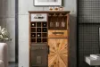 Meuble bar ATELIER 120 cm bois de pin vintage brun — 12 bouteilles
