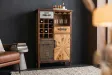 Meuble bar ATELIER 120 cm bois de pin vintage brun — 12 bouteilles