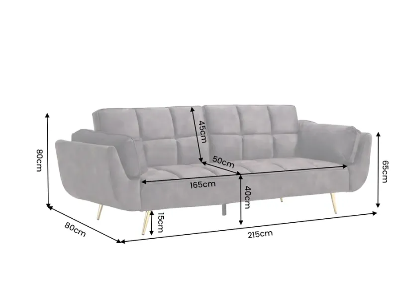 Canapé convertible Boutique 215 cm velours gris — Adeniahome