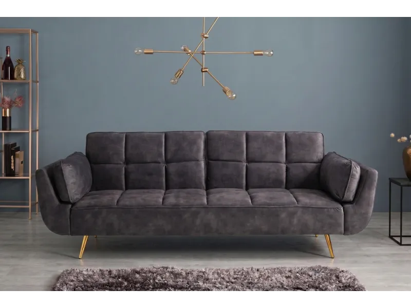 Canapé convertible Boutique 215 cm velours gris — Adeniahome