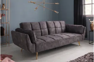 Canapé convertible Boutique 215 cm velours gris — Adeniahome