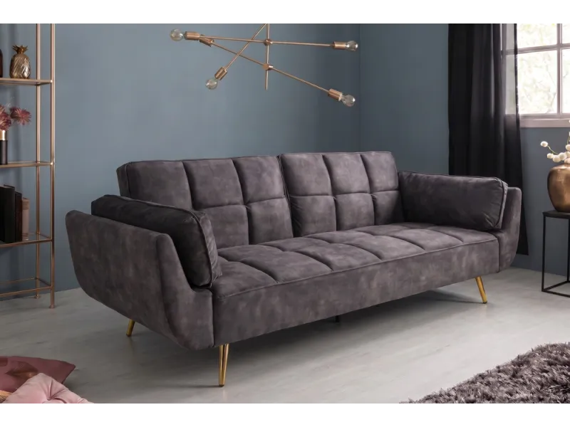 Canapé convertible Boutique 215 cm velours gris — Adeniahome