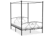 Lit deux places en métal avec baldaquin de 160 x 200 cm en métal coloris noir avec voilage blanc inclus