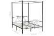 Lit deux places en métal avec baldaquin de 160 x 200 cm en métal coloris noir avec voilage blanc inclus