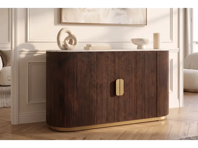 Buffet GATSBY 170 cm marbre blanc | Buffet moderne Art déco – Adenia Home