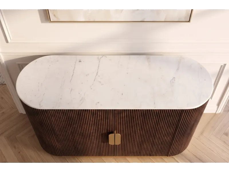 Buffet GATSBY 170 cm marbre blanc | Buffet moderne Art déco – Adenia Home