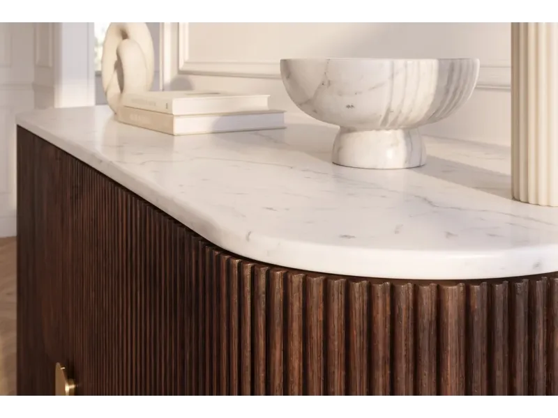 Buffet GATSBY 170 cm marbre blanc | Buffet moderne Art déco – Adenia Home