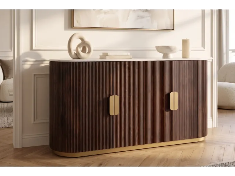 Buffet GATSBY 170 cm marbre blanc | Buffet moderne Art déco – Adenia Home