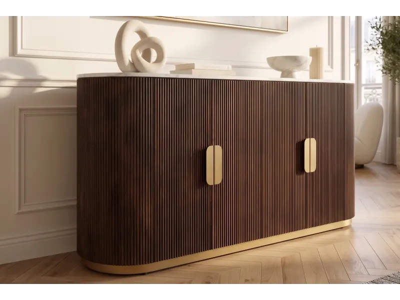 Buffet GATSBY 170 cm marbre blanc | Buffet moderne Art déco – Adenia Home