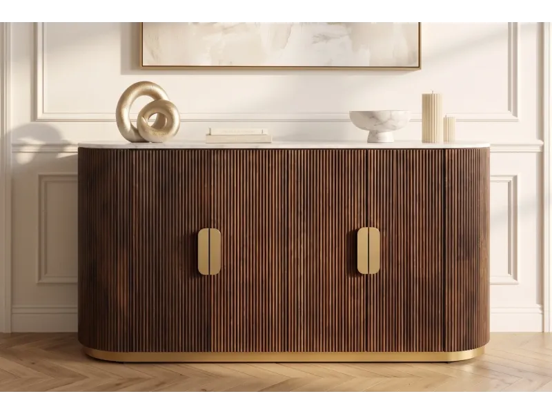 Buffet GATSBY 170 cm marbre blanc | Buffet moderne Art déco – Adenia Home